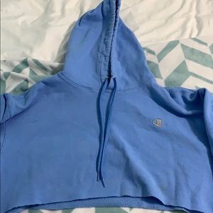 Baby blue cropped champion hoodie